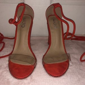 Burnt orange clear strap heels